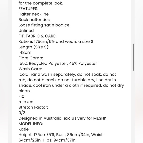 Meshki Elisa Satin Halter Top Small NWT - Picture 7 of 9